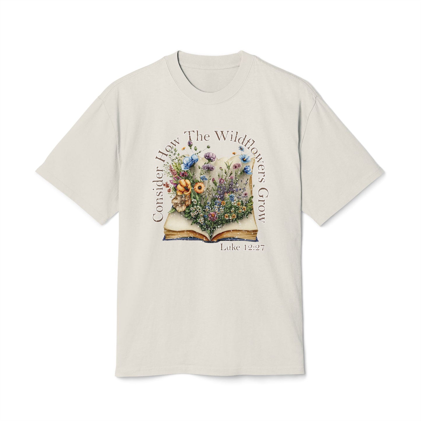 Faded Floral Scripture Tee - Consider How The Wildflowers Grow, Inspirational Shirt, Unisex Tee, Nature Lover Gift, Beachwear, Spring Outfit