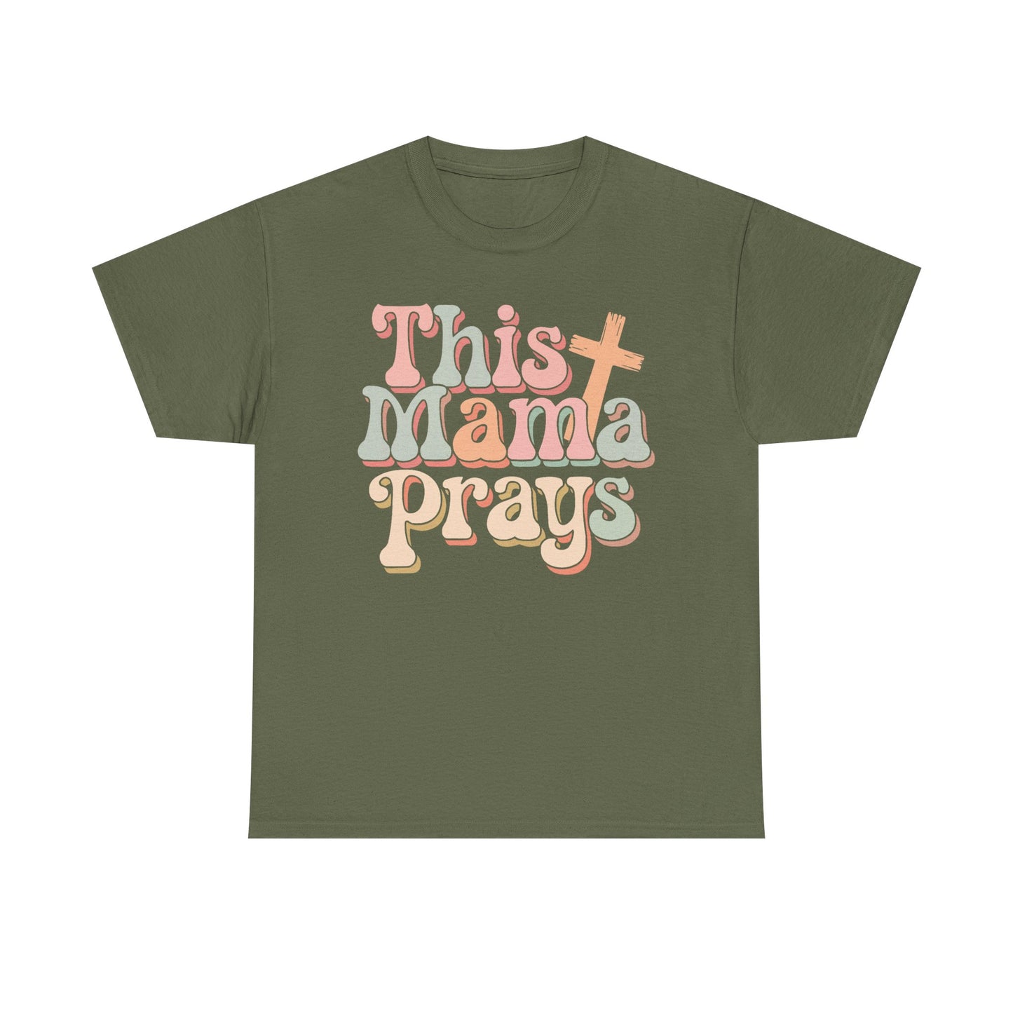 Faith-Inspired Mama Tee, This Mama Prays Shirt, Gift for Moms, Christian Apparel, Casual T-Shirt, Spiritual Wear