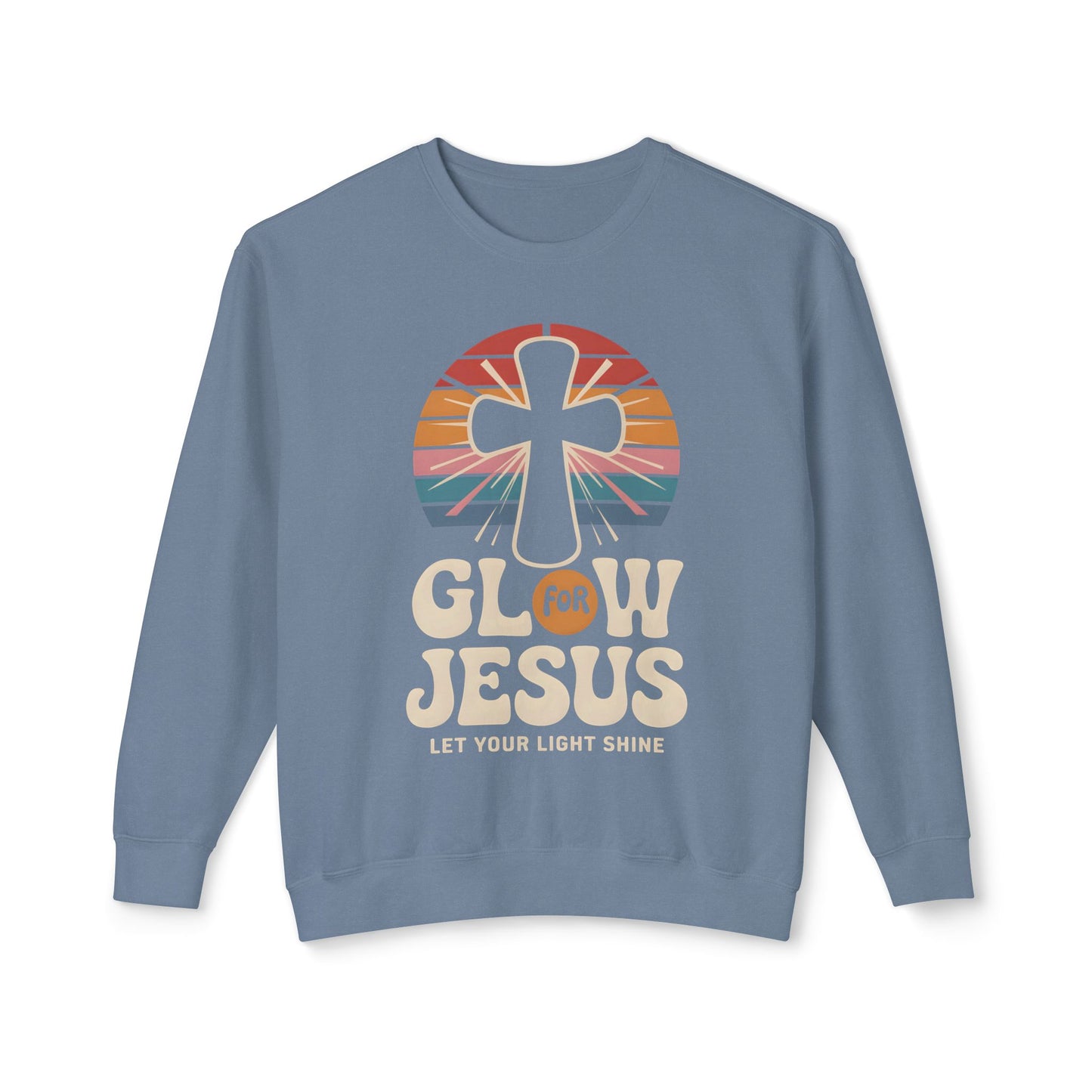 Glow for Jesus Unisex Lightweight Crewneck Sweatshirt | Faith Apparel, Christian Gift, Inspirational Wear, Religious Outfit, Casual Comfort