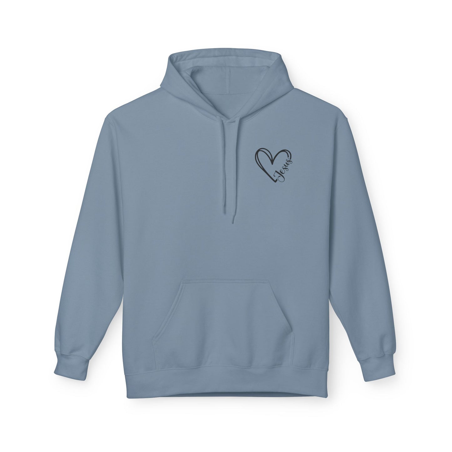 Inspired Fleece Hoodie with Heart and Cross Design, Christian Gift, Casual Wear, Everyday Comfort, Faith-Based Apparel, Cozy Hoodie