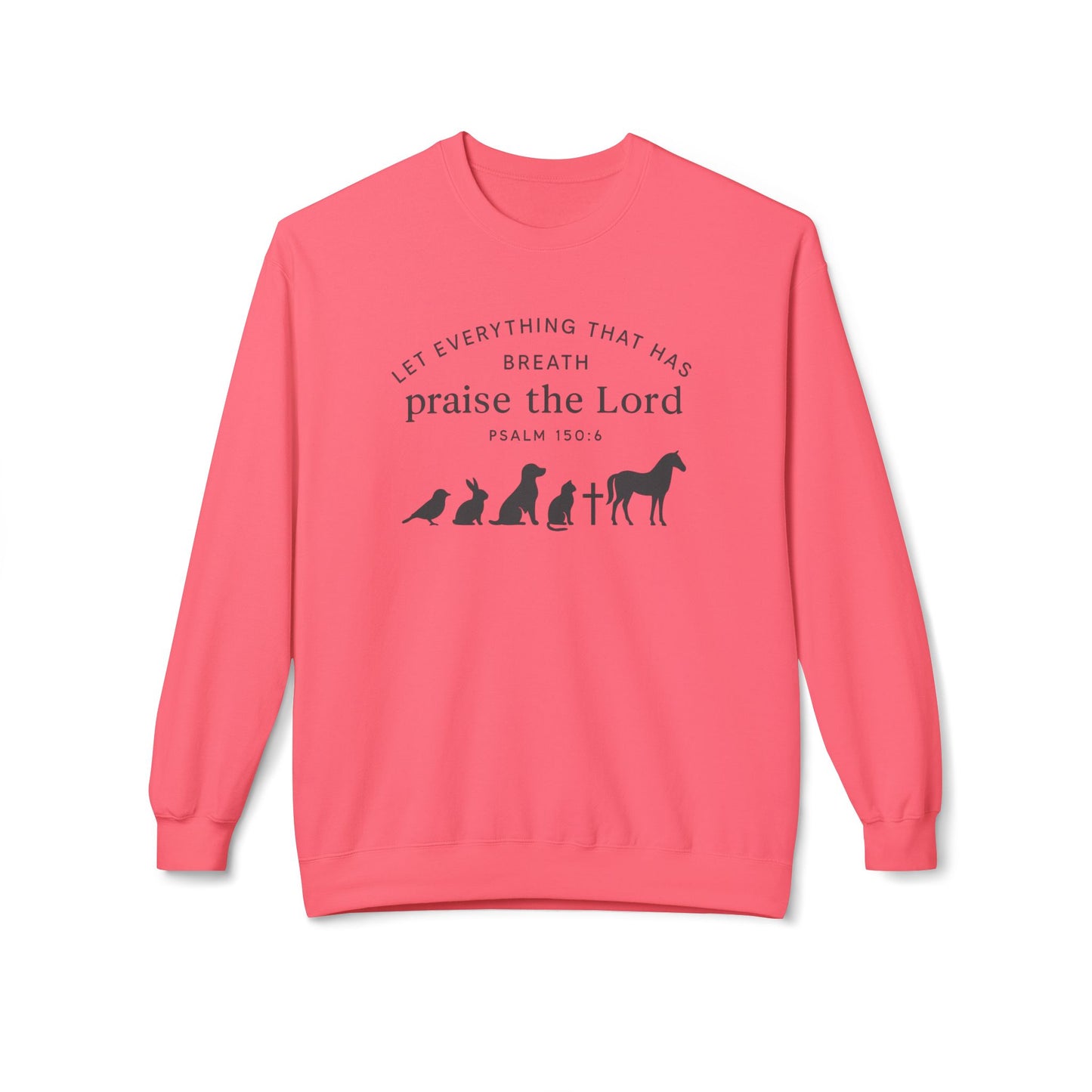 Inspirational Fleece Sweatshirt, Praise the Lord Collection, Cozy Crewneck, Faith-Based Gift, Christian Apparel, Perfect for Worship