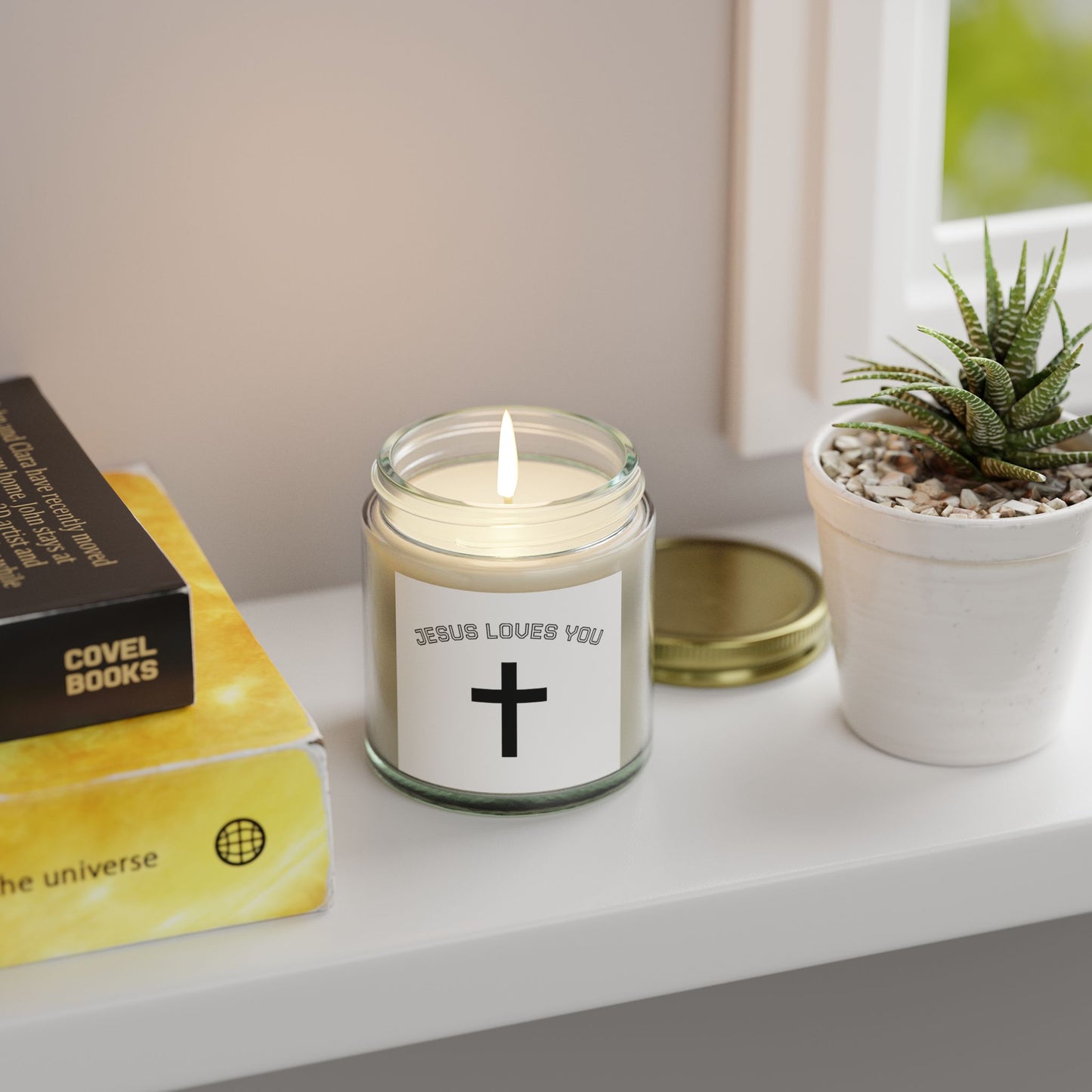 Christian Scented Candle, Jesus Loves You Candle, Spiritual Gift, Home Decor, Relaxation Candle, Faith-Based Gift