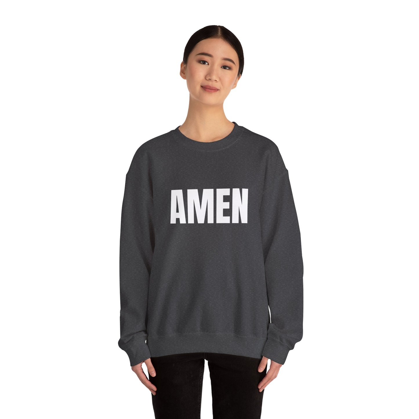 Amen Unisex Heavy Blend™ Crewneck Sweatshirt, Faith Sweatshirt, Christian Apparel, Cozy Gift, Casual Style, Year-Round Wear