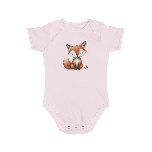 Adorable Fox Short Sleeve Baby Bodysuit | Cute Infant Outfit, Baby Shower Gift, Toddler Clothing, Newborn Wear, Eco-friendly Fabric