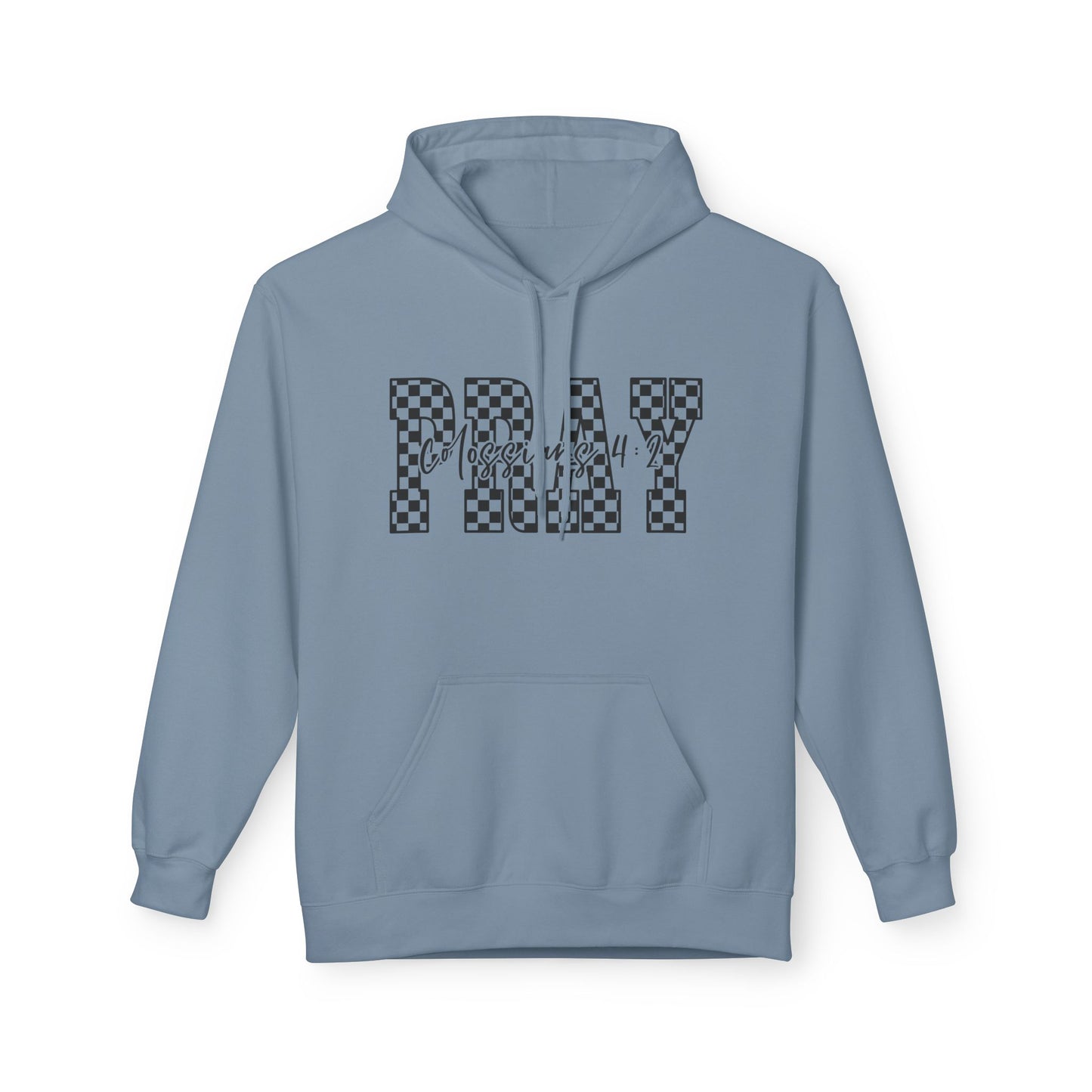 Pray Checkerboard Fleece Hoodie, Comfortable Unisex Hoodie, Spiritual Gift, Casual Wear, Cozy Sweatshirt, Christian hoodie
