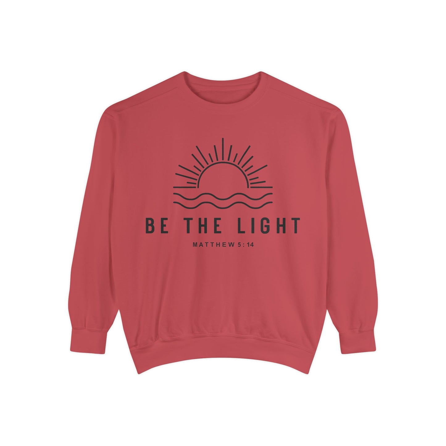 Unisex Motivational Sweatshirt - Be the Light, Garment-Dyed, Cozy Fall Style, Inspirational Gift, Christian Apparel, Everyday Wear
