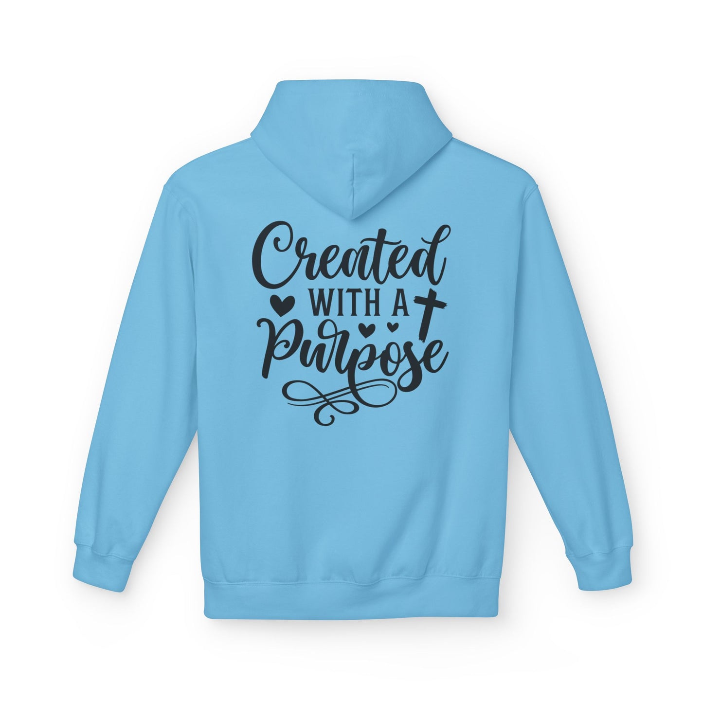 Inspired Fleece Hoodie with Heart and Cross Design, Christian Gift, Casual Wear, Everyday Comfort, Faith-Based Apparel, Cozy Hoodie