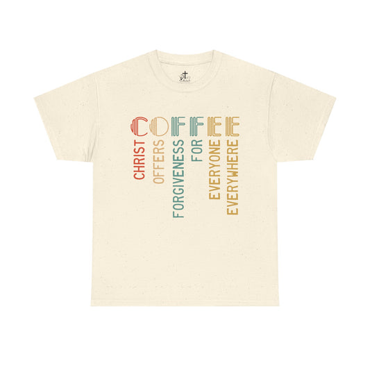 Inspirational Coffee Tee - Christ Offers Forgiveness, Unisex Heavy Cotton T-Shirt, Christian Apparel, Gift for Coffee Lovers, [...]