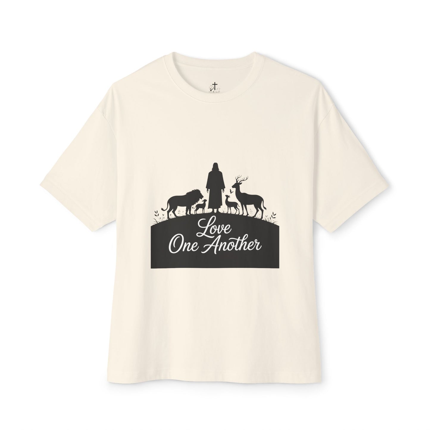 Unisex Oversized Tee with 'Love One Another' Design, Cozy Casual Wear, Gift for friends, Everyday Relaxed Top, Christian Apparel