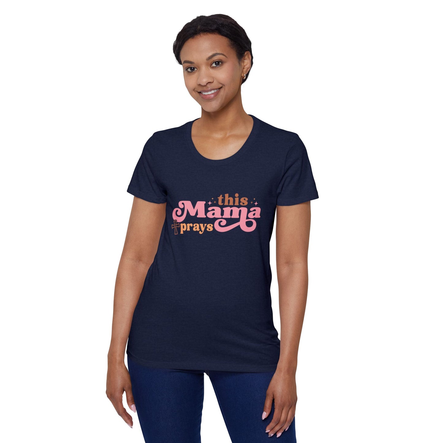 This Mama Prays Organic Tee - Soft, Stylish Short Sleeve T-Shirt for Moms, Great for Mother's Day, Prayer Gatherings, Daily Wear, Gifts