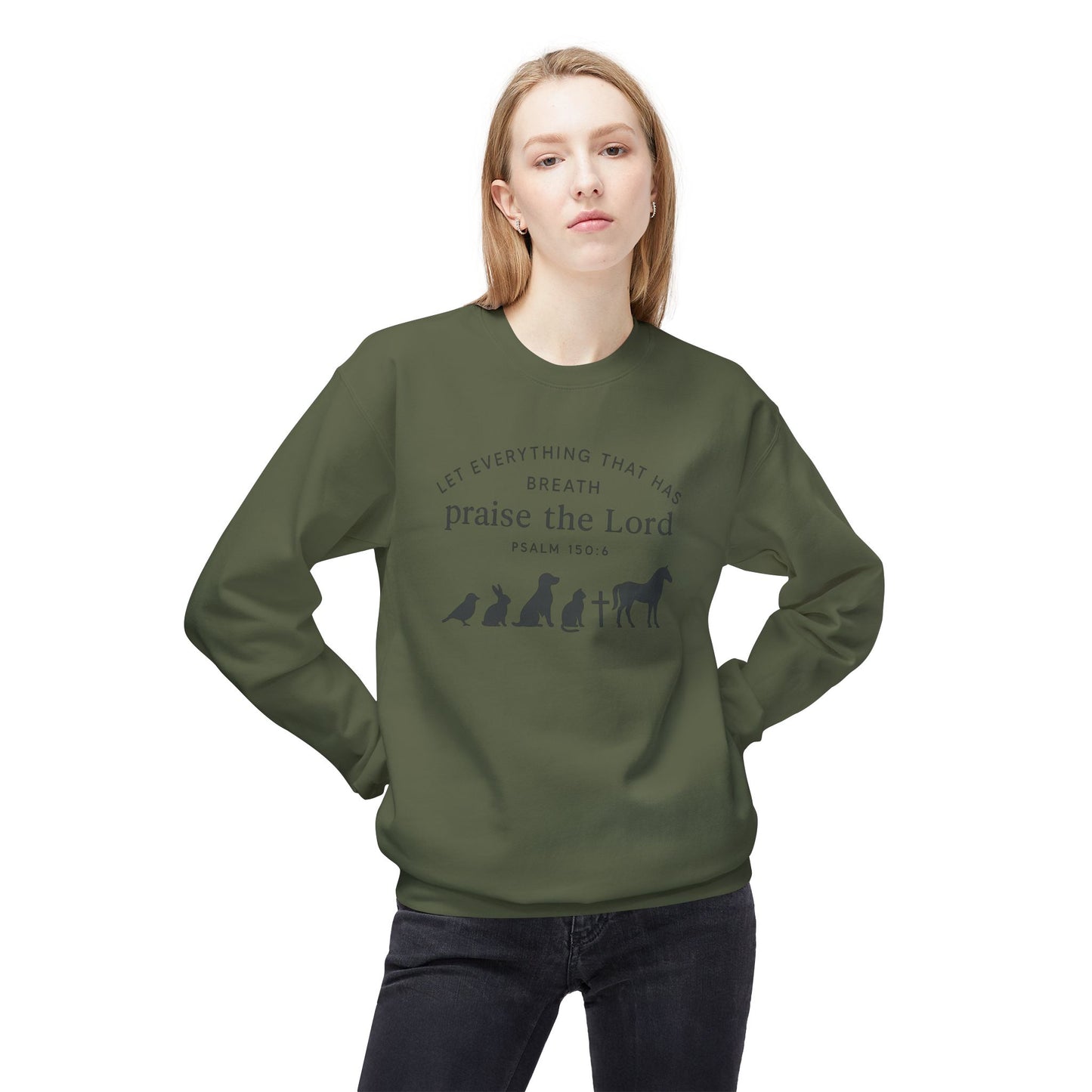 Inspirational Fleece Sweatshirt, Praise the Lord Collection, Cozy Crewneck, Faith-Based Gift, Christian Apparel, Perfect for Worship
