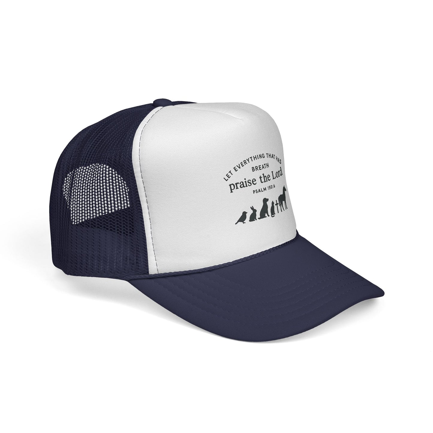 Christian Trucker Cap, Faith-Based Hat, Inspirational Headwear, Gift for Believers, Psalm 150:6 Cap, Outdoor Cap