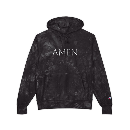 Unisex Tie-Dye Hoodie with 'AMEN' Embroidery | Trendy Streetwear, Spiritual Gift, Cozy Layered Look, Perfect for Fall, Unisex Fashion
