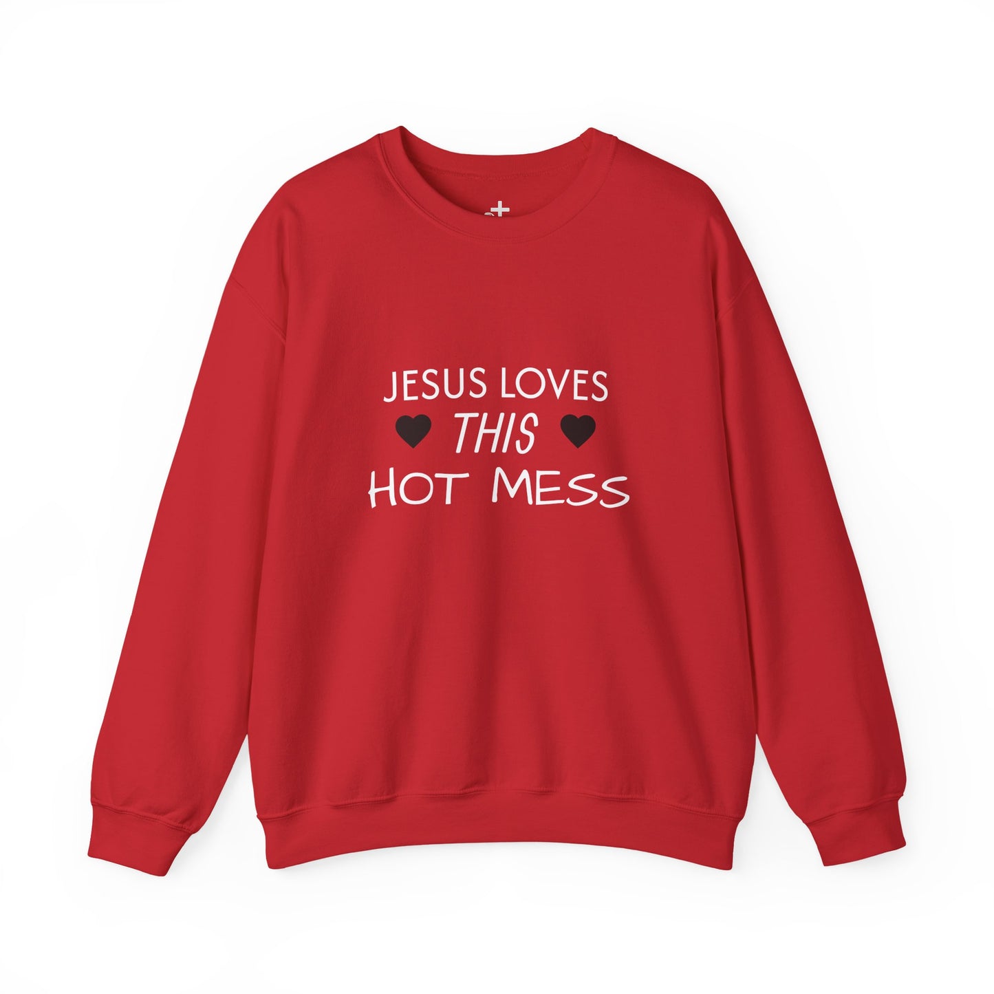 Jesus Loves This Hot Mess Sweatshirt, Comfortable Crewneck, Gift for Her, Funny Sweatshirt, Casual Wear, Everyday Apparel