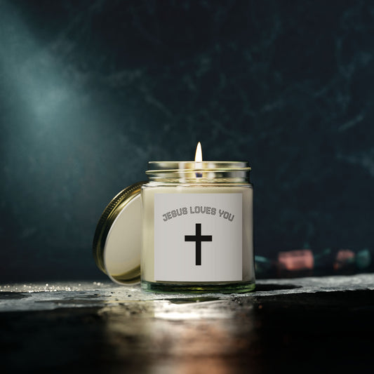 Christian Scented Candle, Jesus Loves You Candle, Spiritual Gift, Home Decor, Relaxation Candle, Faith-Based Gift
