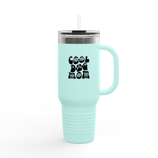 Cool Dog Mom Insulated Travel Mug, 40oz - Trendy Pet Lover Gift, Dog Lover Mug, Travel Tumbler, Hot Drink Cup, Funny Dog Mom Design