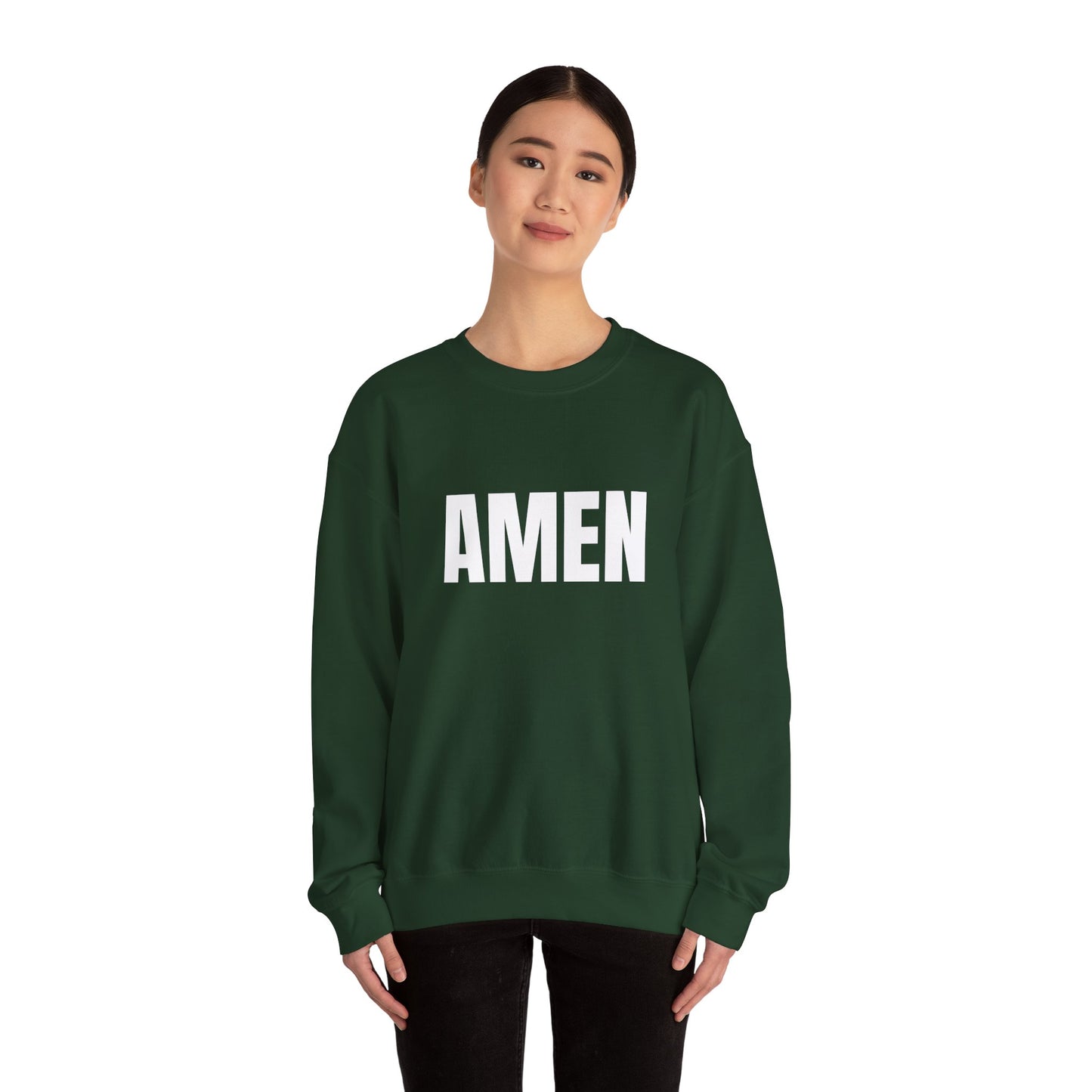 Amen Unisex Heavy Blend™ Crewneck Sweatshirt, Faith Sweatshirt, Christian Apparel, Cozy Gift, Casual Style, Year-Round Wear