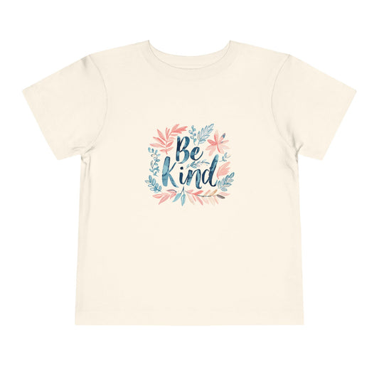 Toddler Short Sleeve Tee - "Be Kind" Floral Design, Cute Kids T-Shirt, Positive Message Tee, Gift for Toddlers, Summer Wear