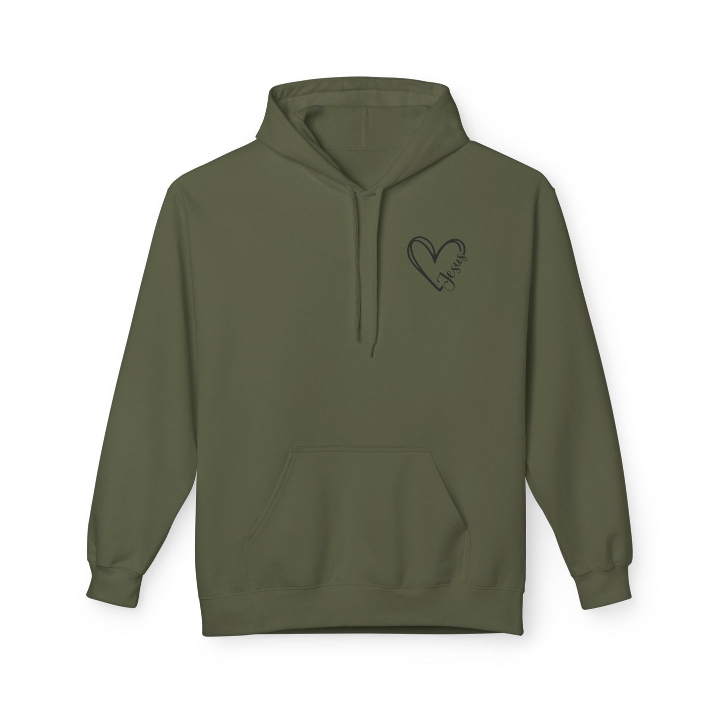 Inspired Fleece Hoodie with Heart and Cross Design, Christian Gift, Casual Wear, Everyday Comfort, Faith-Based Apparel, Cozy Hoodie