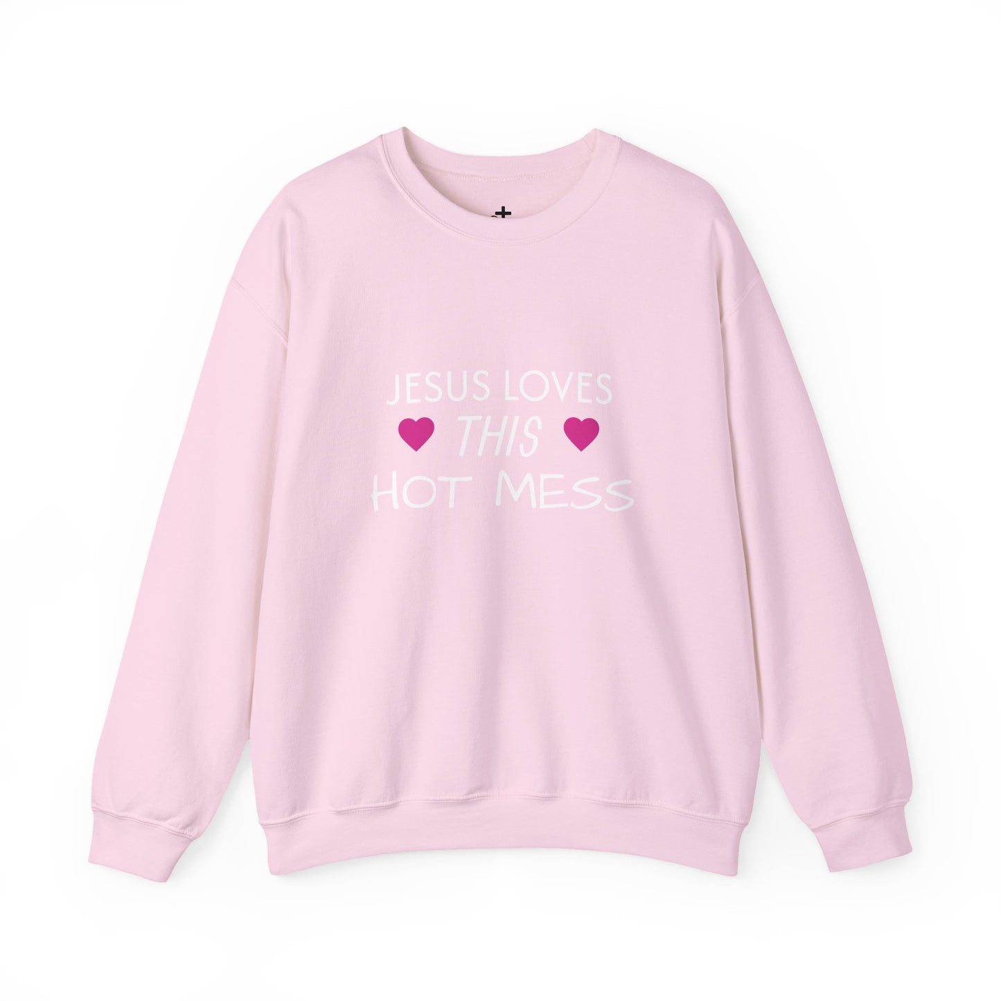 Jesus Loves This Hot Mess Sweatshirt, Comfortable Crewneck, Gift for Her, Funny Sweatshirt, Casual Wear, Everyday Apparel