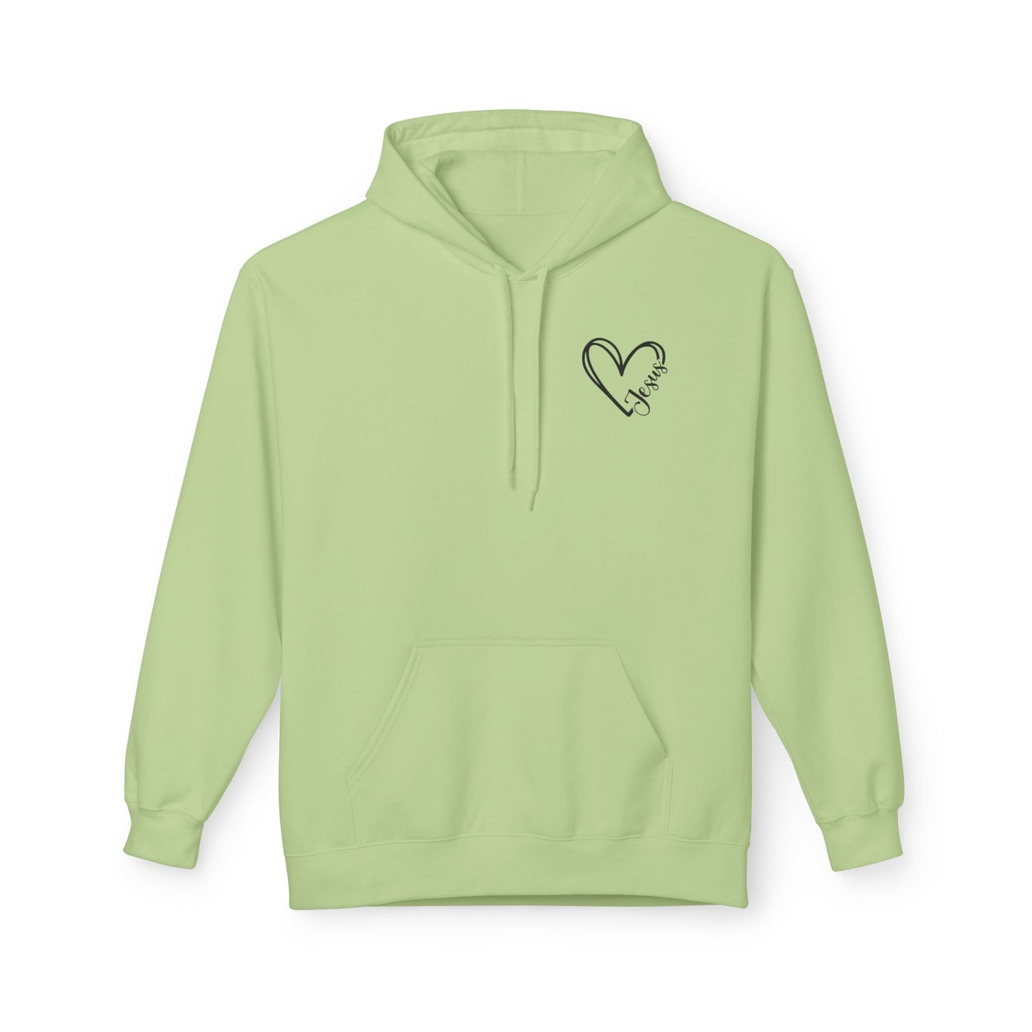 Inspired Fleece Hoodie with Heart and Cross Design, Christian Gift, Casual Wear, Everyday Comfort, Faith-Based Apparel, Cozy Hoodie