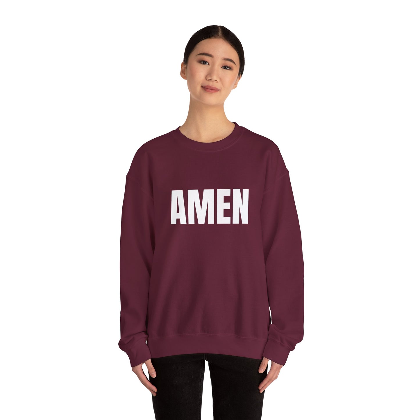 Amen Unisex Heavy Blend™ Crewneck Sweatshirt, Faith Sweatshirt, Christian Apparel, Cozy Gift, Casual Style, Year-Round Wear