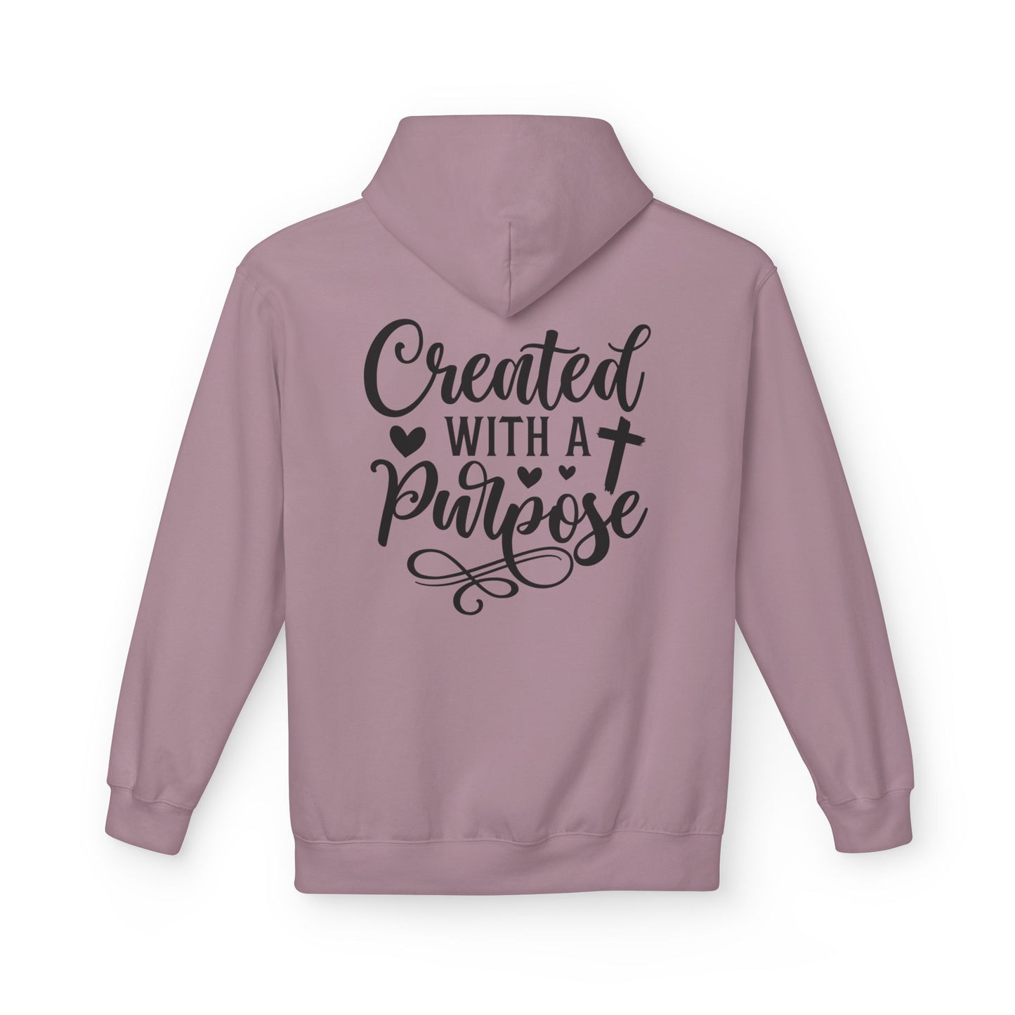 Inspired Fleece Hoodie with Heart and Cross Design, Christian Gift, Casual Wear, Everyday Comfort, Faith-Based Apparel, Cozy Hoodie