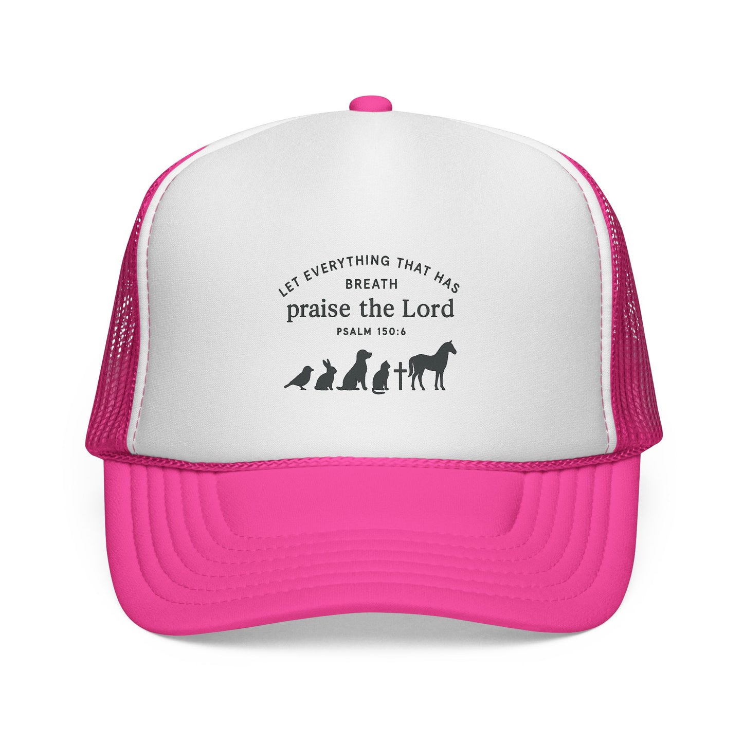 Christian Trucker Cap, Faith-Based Hat, Inspirational Headwear, Gift for Believers, Psalm 150:6 Cap, Outdoor Cap