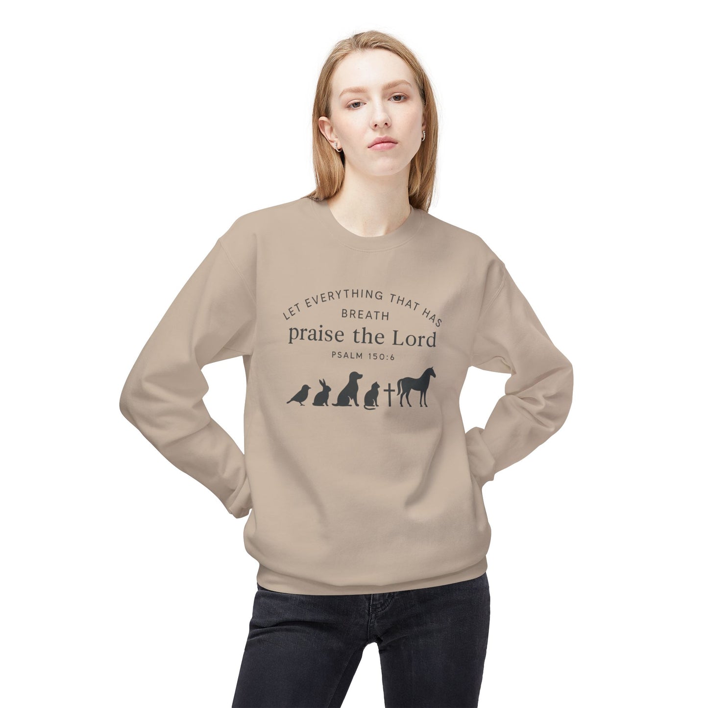 Inspirational Fleece Sweatshirt, Praise the Lord Collection, Cozy Crewneck, Faith-Based Gift, Christian Apparel, Perfect for Worship