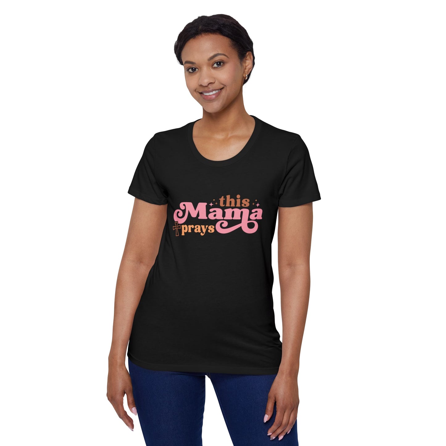 This Mama Prays Organic Tee - Soft, Stylish Short Sleeve T-Shirt for Moms, Great for Mother's Day, Prayer Gatherings, Daily Wear, Gifts