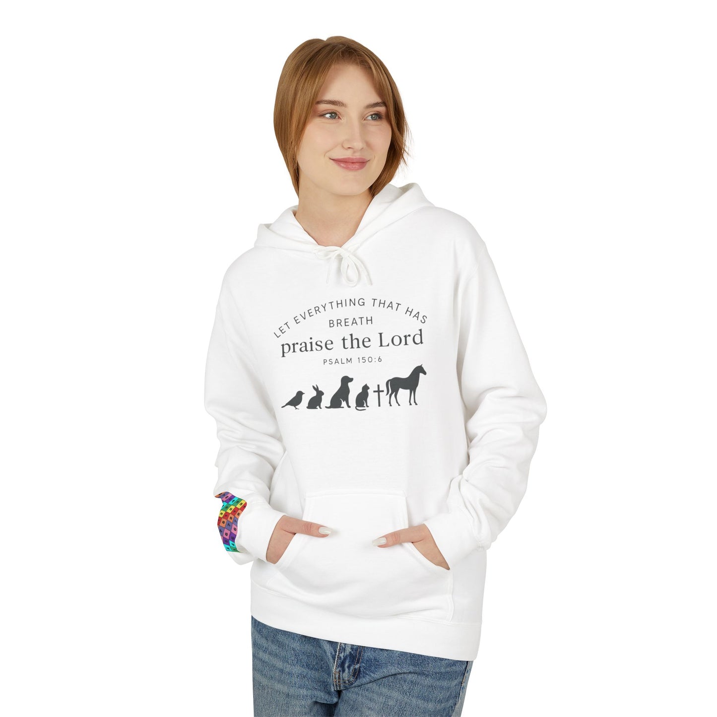 Praise the Lord Animal Silhouette Hoodie, Unisex Fleece Sweatshirt, Christian Gift, Cozy Wear, Spiritual Apparel