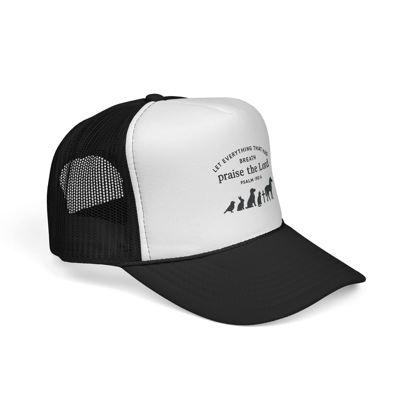 Christian Trucker Cap, Faith-Based Hat, Inspirational Headwear, Gift for Believers, Psalm 150:6 Cap, Outdoor Cap