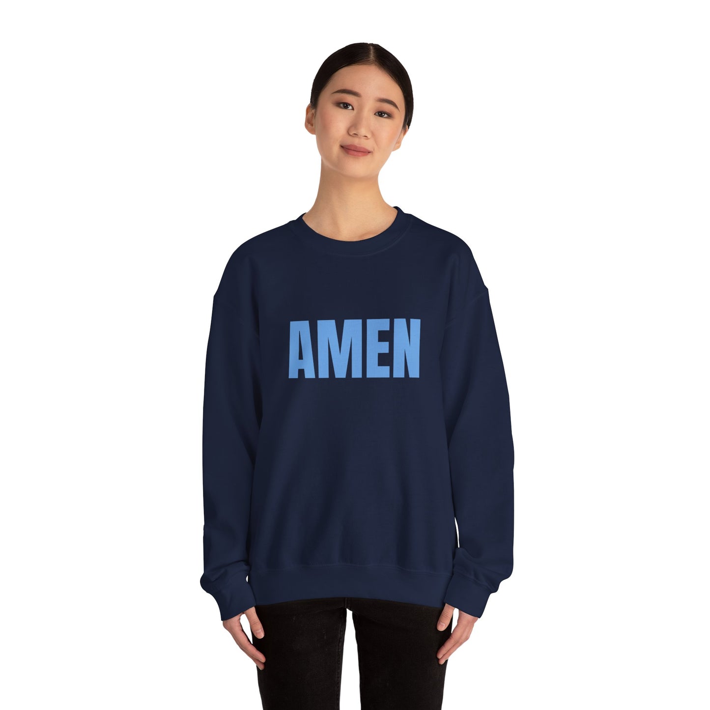 Amen Unisex Heavy Blend™ Crewneck Sweatshirt, Faith Sweatshirt, Christian Apparel, Cozy Gift, Casual Style, Year-Round Wear
