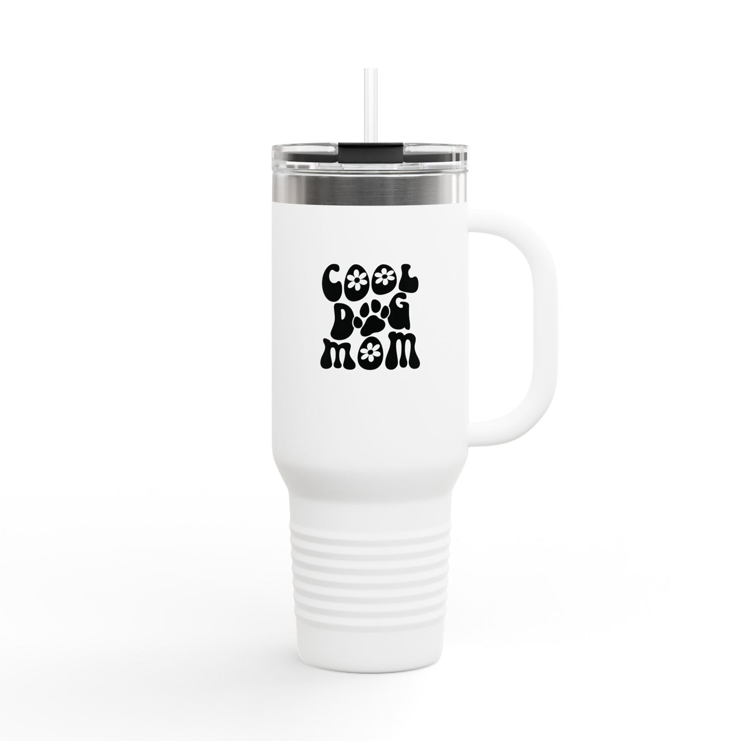 Cool Dog Mom Insulated Travel Mug, 40oz - Trendy Pet Lover Gift, Dog Lover Mug, Travel Tumbler, Hot Drink Cup, Funny Dog Mom Design