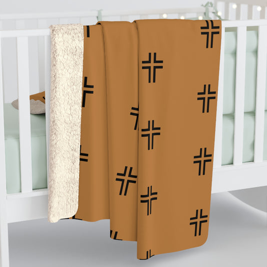 Cozy Cross Pattern Sherpa Fleece Blanket, Soft Throw for Home, Gift for Friends, Christian Decor, Perfect for Any Occasion