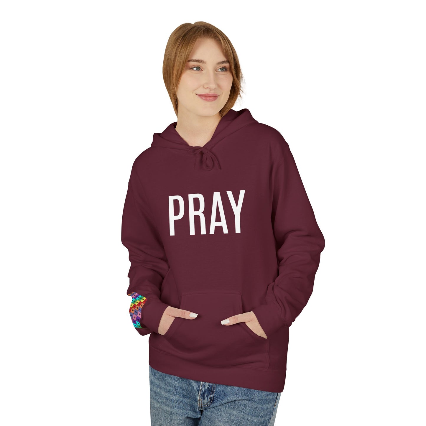 Pray Fleece Hoodie, Unisex Softstyle Hoodie, Cozy Prayer Hooded Sweatshirt, Inspirational Apparel, Perfect for Relaxation or Gifts