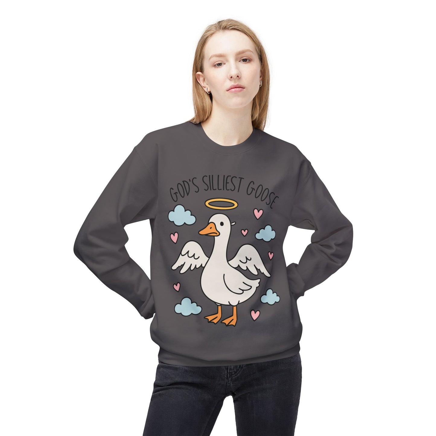 God's Silliest Goose Crewneck Sweatshirt, Funny Sweatshirt, Unisex Pullover, Gift for Animal Lovers, Quirky Casualwear