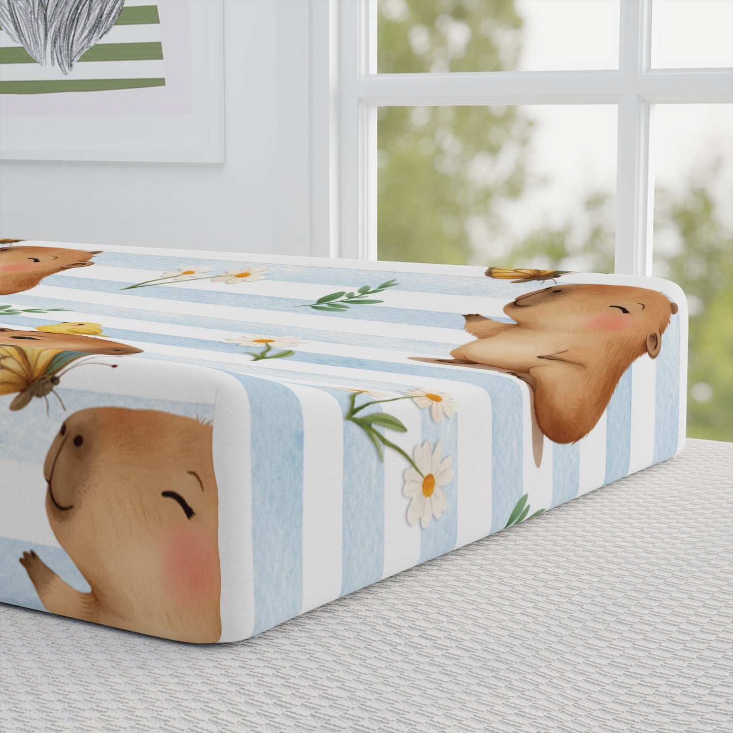 Cute Capybara Baby Changing Pad Cover, Nursery Decor, Gift for Baby Shower, Soft Cotton Bedding, Animal Print Baby Gear