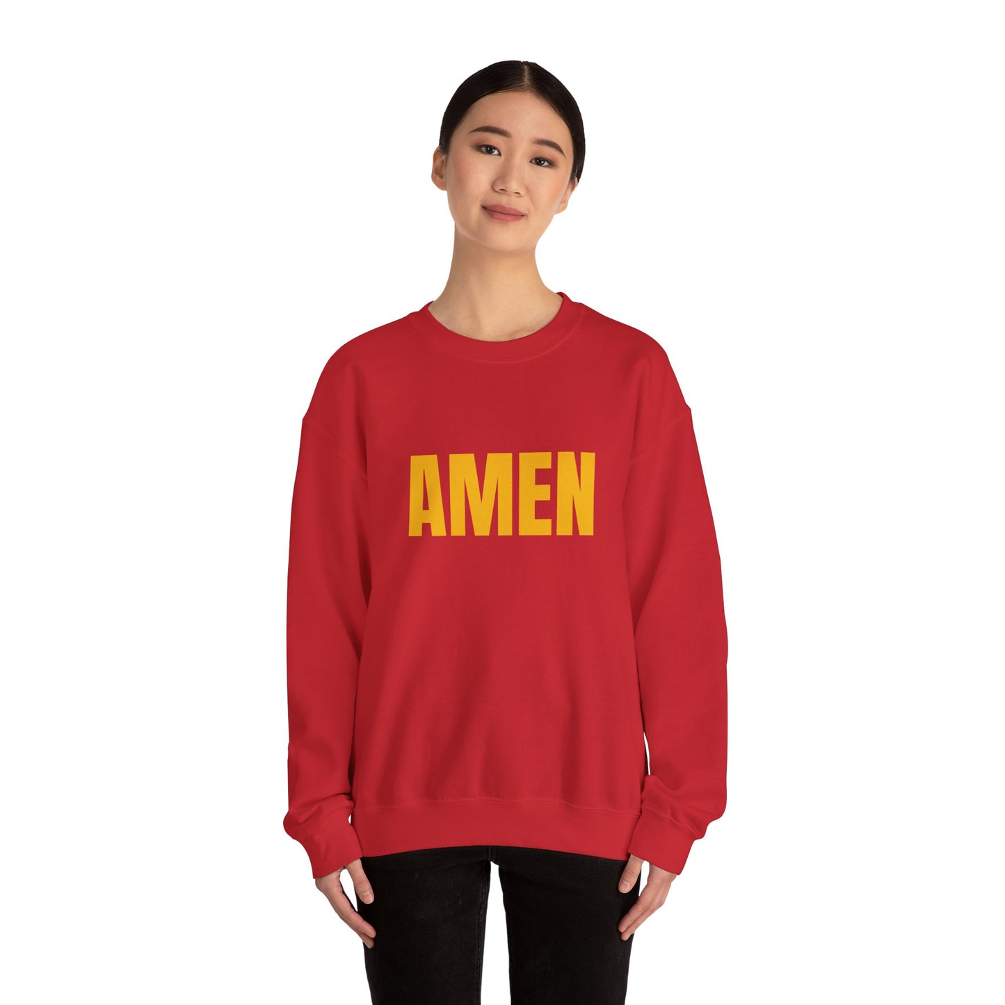 Amen Unisex Heavy Blend™ Crewneck Sweatshirt, Faith Sweatshirt, Christian Apparel, Cozy Gift, Casual Style, Year-Round Wear