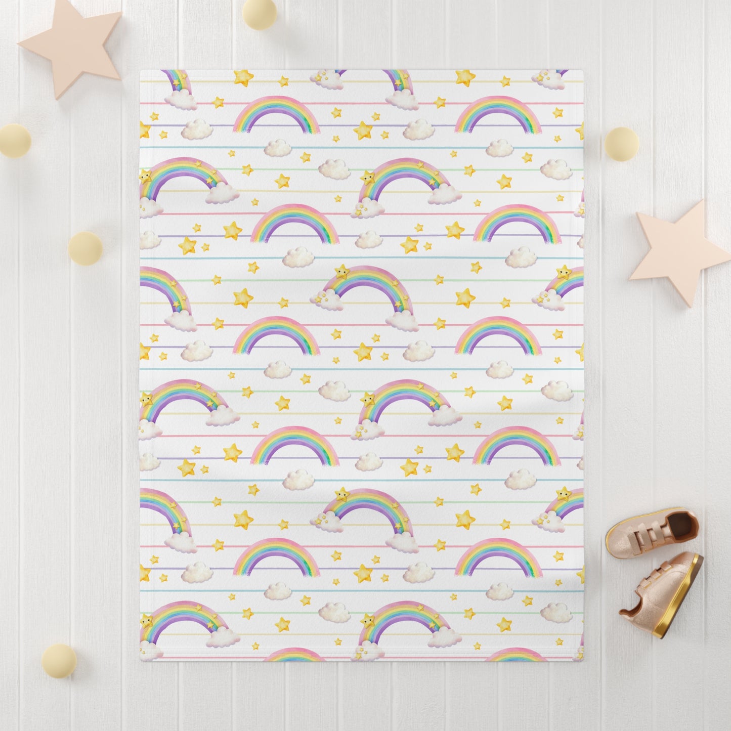 Rainbow Cloud Baby Blanket, Soft Fleece Throw for Nursery, Cozy Nursery Decor, Gift for New Parents, Perfect for Baby Showers