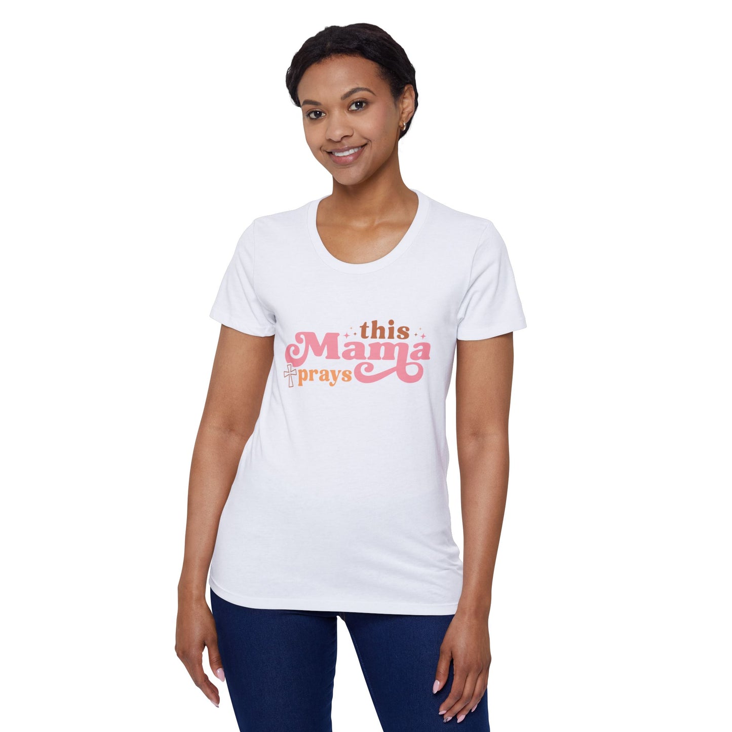This Mama Prays Organic Tee - Soft, Stylish Short Sleeve T-Shirt for Moms, Great for Mother's Day, Prayer Gatherings, Daily Wear, Gifts