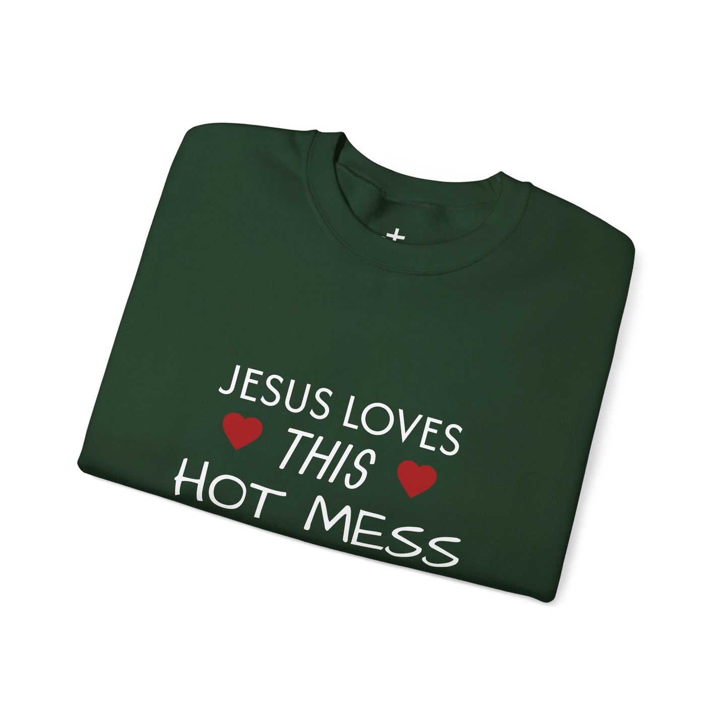Jesus Loves This Hot Mess Sweatshirt, Comfortable Crewneck, Gift for Her, Funny Sweatshirt, Casual Wear, Everyday Apparel