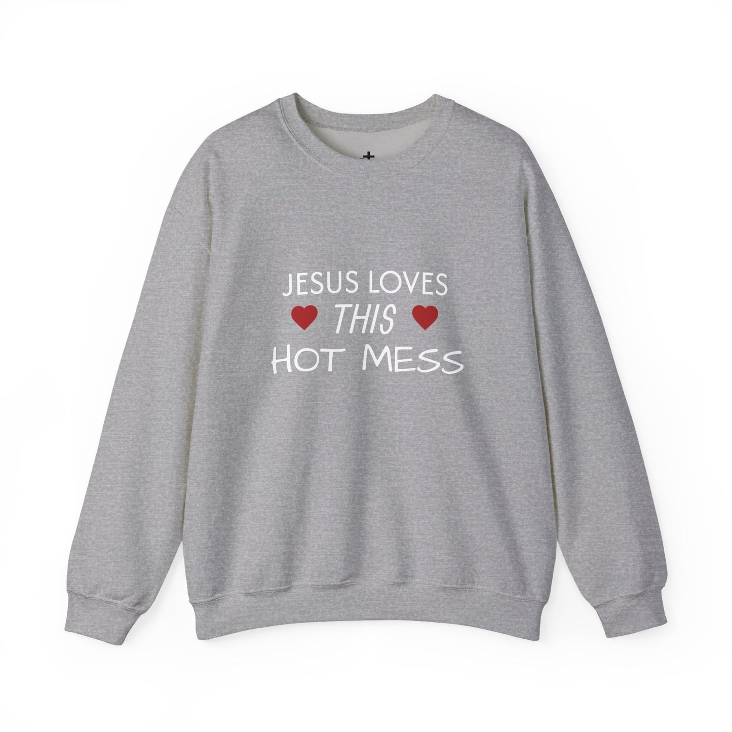 Jesus Loves This Hot Mess Sweatshirt, Comfortable Crewneck, Gift for Her, Funny Sweatshirt, Casual Wear, Everyday Apparel