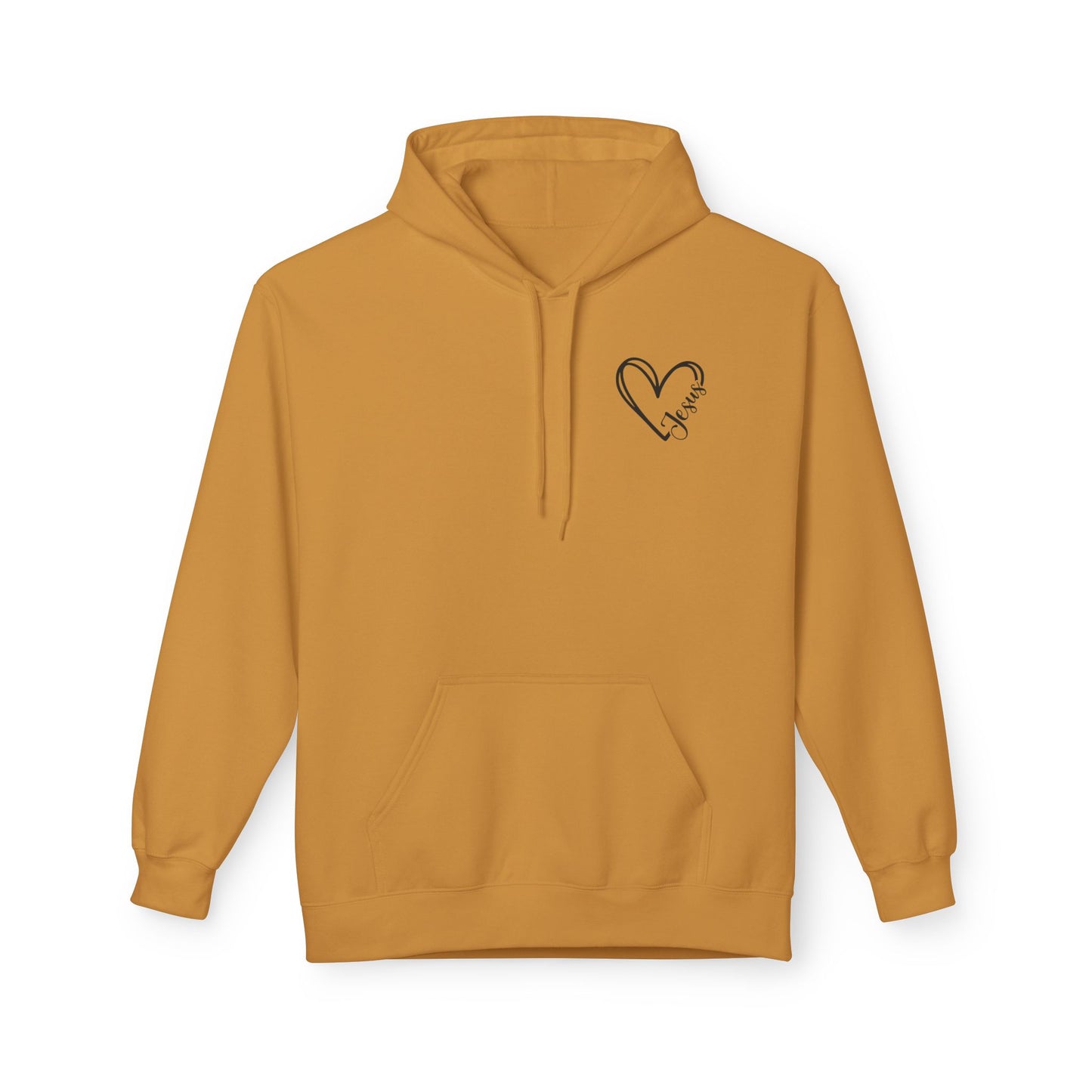 Inspired Fleece Hoodie with Heart and Cross Design, Christian Gift, Casual Wear, Everyday Comfort, Faith-Based Apparel, Cozy Hoodie