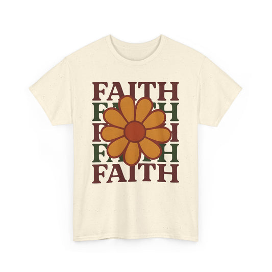 Faith Floral Unisex Heavy Cotton Tee, Vintage Floral Shirt, Inspirational T-Shirt, Gift for Friends, Faith-Based Apparel
