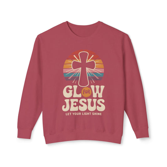 Glow for Jesus Unisex Lightweight Crewneck Sweatshirt | Faith Apparel, Christian Gift, Inspirational Wear, Religious Outfit, Casual Comfort
