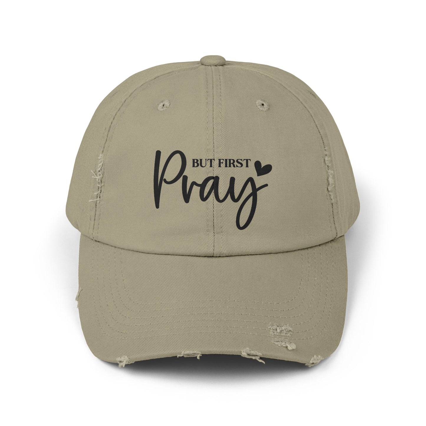 Unisex Distressed Cap with Inspirational 'But First Pray' Design, Thoughtful Gift for Faith Lovers, Casual Accessories for Daily Wear, [...]