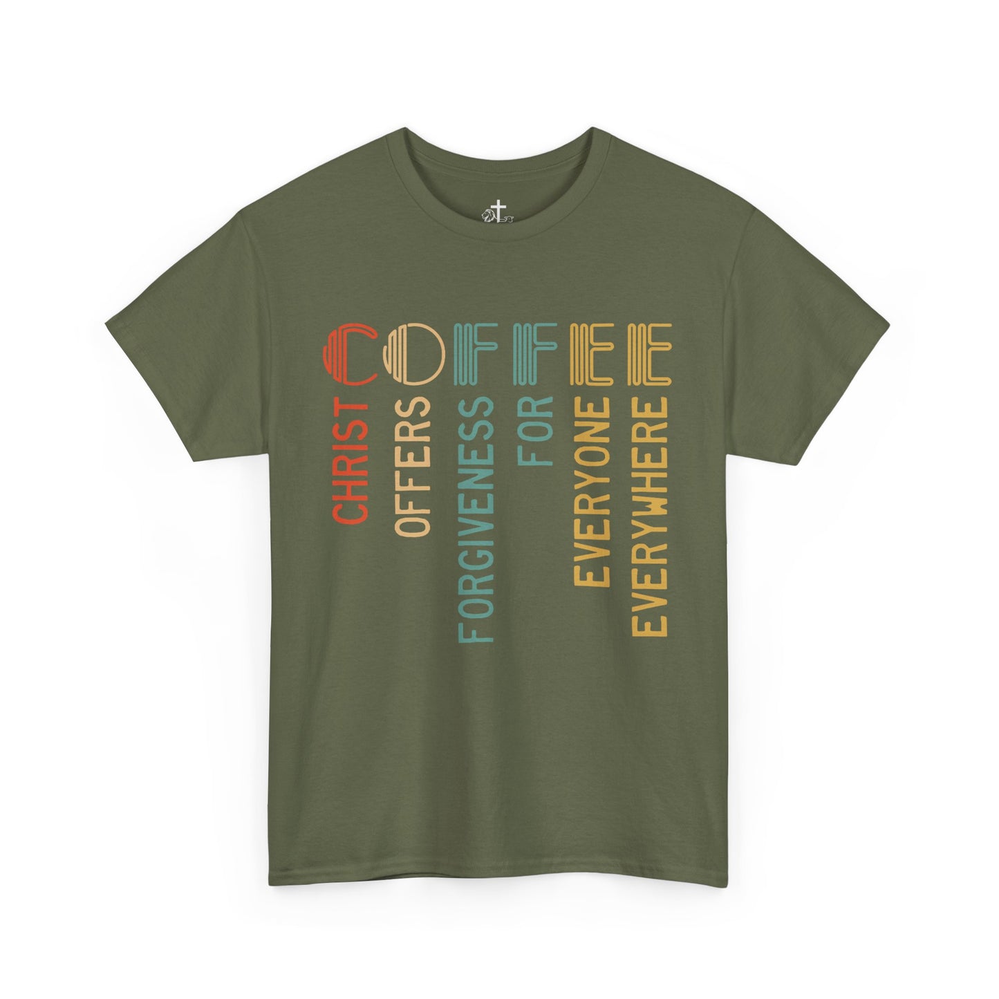 Inspirational Coffee Tee - Christ Offers Forgiveness, Unisex Heavy Cotton T-Shirt, Christian Apparel, Gift for Coffee Lovers, [...]