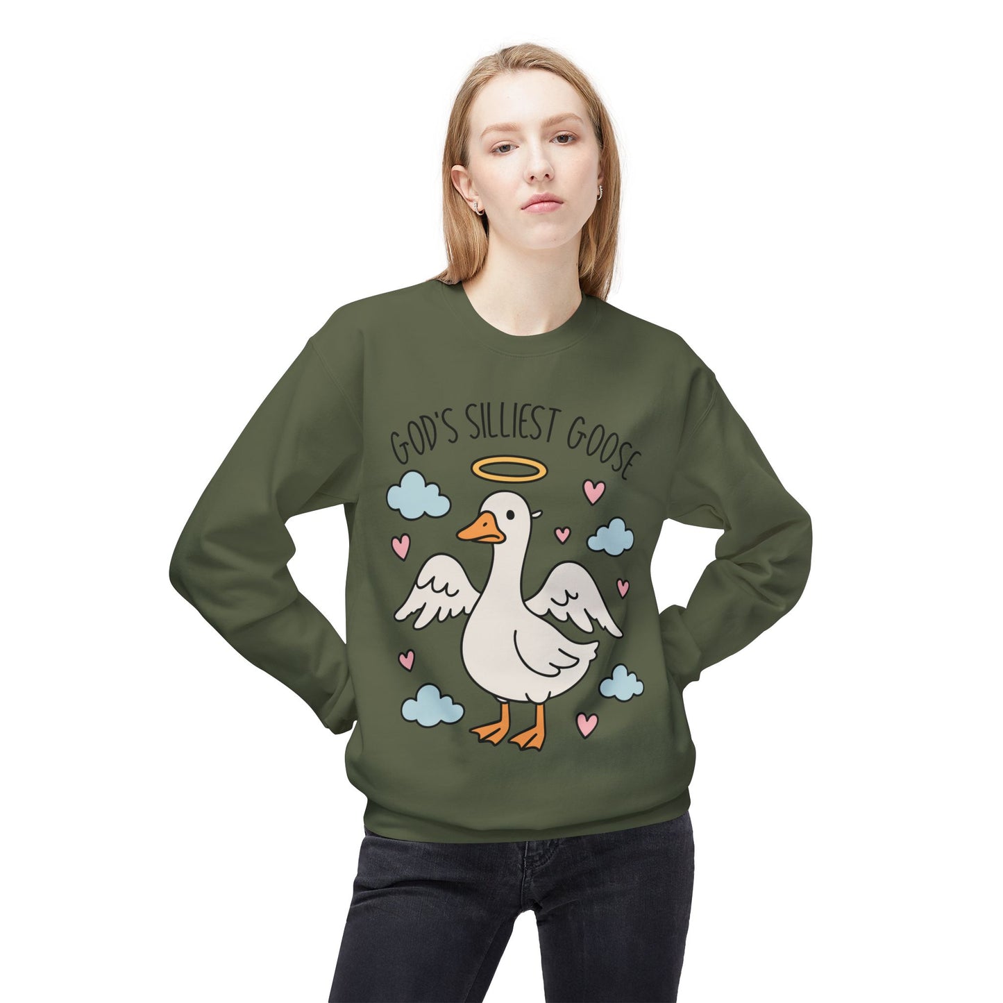 God's Silliest Goose Crewneck Sweatshirt, Funny Sweatshirt, Unisex Pullover, Gift for Animal Lovers, Quirky Casualwear