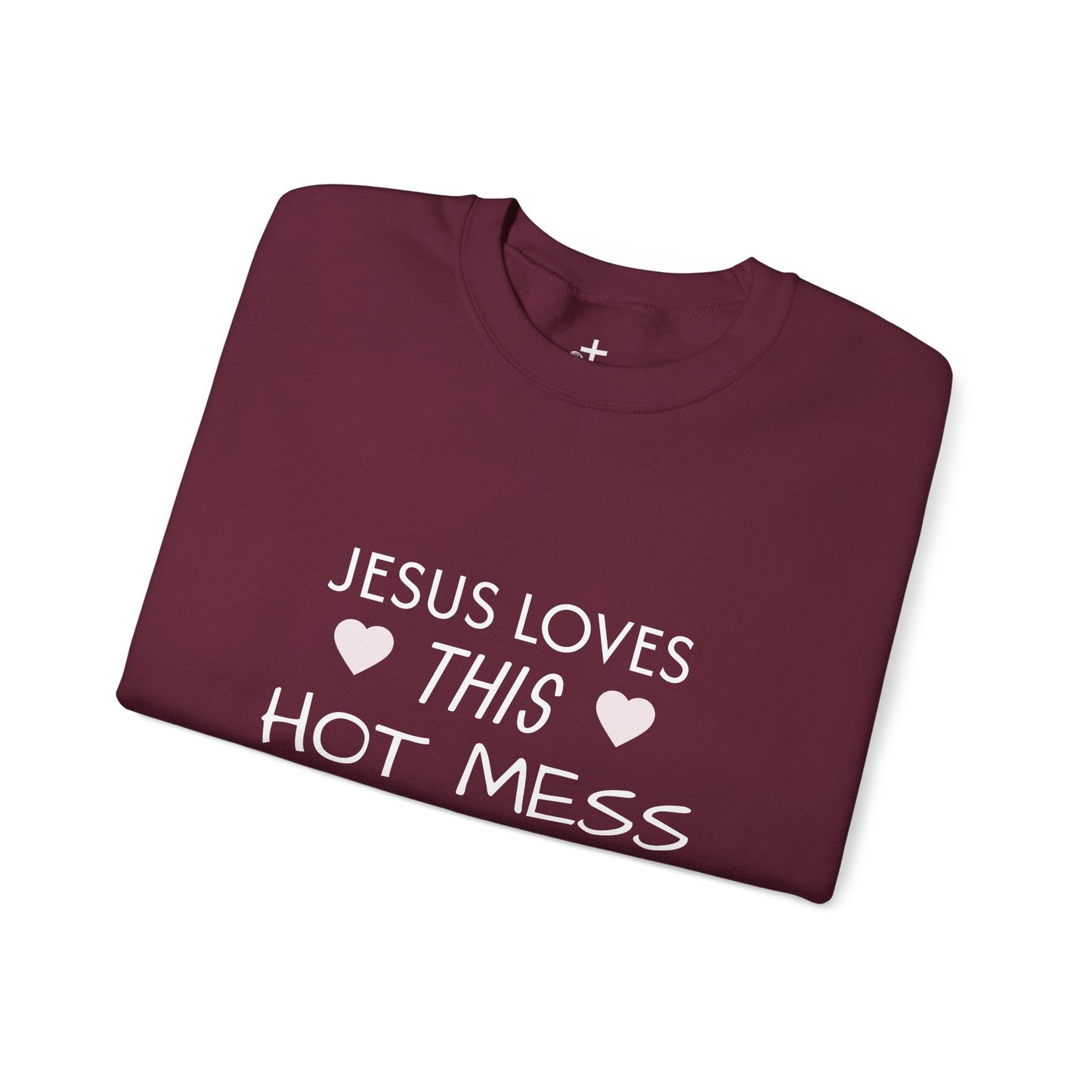 Jesus Loves This Hot Mess Sweatshirt, Comfortable Crewneck, Gift for Her, Funny Sweatshirt, Casual Wear, Everyday Apparel
